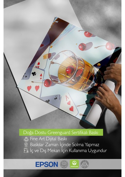 Çerçevesiz Poster, Vişneli Içki Bardağı Tasarımı, Bar Alanı Dekoru Poster No: 111186