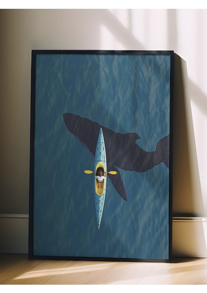 Siyah Çerçeveli Tablo, Kanoda Kürek Çeken Kişi, Ofis Dekoru Poster No: 111375 fiyatları