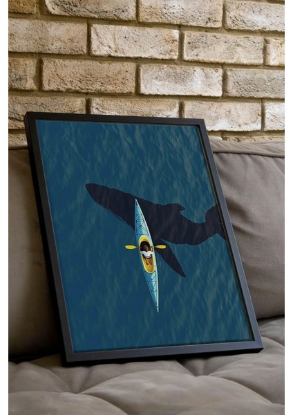 Siyah Çerçeveli Tablo, Kanoda Kürek Çeken Kişi, Ofis Dekoru Poster No: 111375 indirimleri