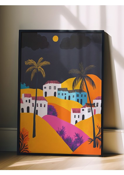 Siyah Çerçeveli Tablo, Tropikal Gün Batımı, Salon Dekoru Poster No: 111460 fiyatları