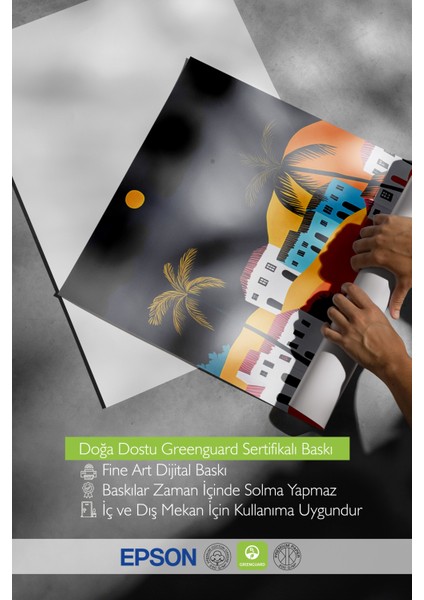 Siyah Çerçeveli Tablo, Tropikal Gün Batımı, Salon Dekoru Poster No: 111460