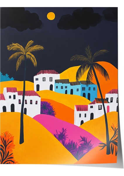 Çerçevesiz Poster, Tropikal Gün Batımı, Salon Dekoru Poster No: 111460