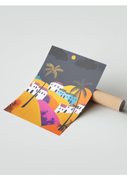 Çerçevesiz Poster, Tropikal Gün Batımı, Salon Dekoru Poster No: 111460 modelleri