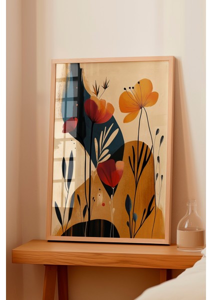 Ahşap Çerçeveli Tablo, Sarı Kırmızı Gelincikler, Salon Dekoru Poster No: 111560 fiyatları