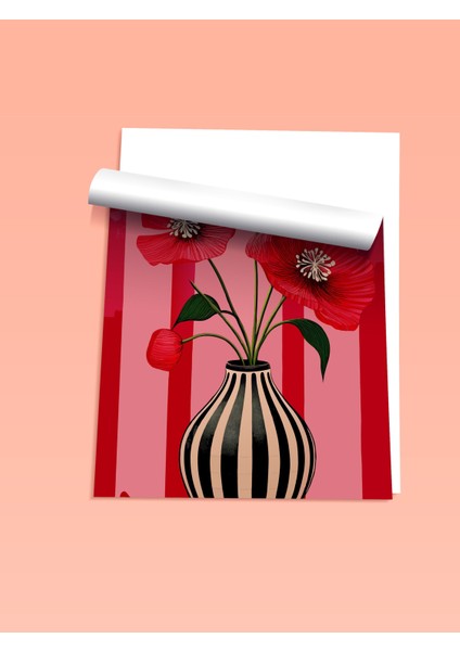 Çerçevesiz Poster, Kırmızı Fon Gelincik, Salon Dekoru Poster No: 111678 fiyatları