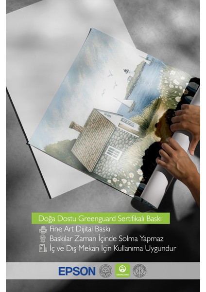 Çerçevesiz Poster, Kırsal Köy Evi Illüstrasyonu, Salon Dekoru Poster No: 111430