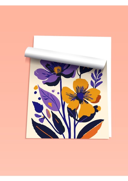 Çerçevesiz Poster, Mor Fonda Çiçek Iillüstrasyonu, Salon Dekoru Poster No: 111760 fiyatları