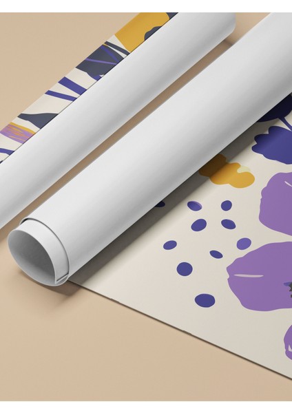 Çerçevesiz Poster, Mor Fonda Çiçek Iillüstrasyonu, Salon Dekoru Poster No: 111760 fırsatları