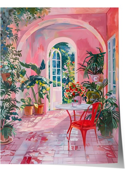 Çerçevesiz Poster, Pembe Kapı Manzarası, Salon Dekoru Poster No: 111917