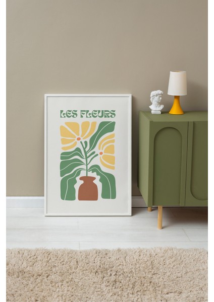 Beyaz Çerçeveli Tablo, Minimal Vazo Illüstrasyonu, Ofis Dekoru Poster No: 111652 fırsatları
