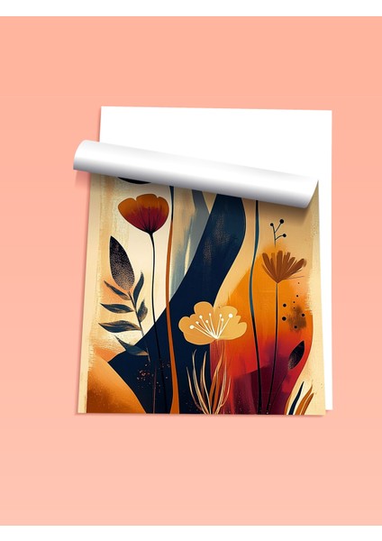 Çerçevesiz Poster, Siyah Turuncu Çiçekler, Salon Dekoru Poster No: 111564 fiyatları