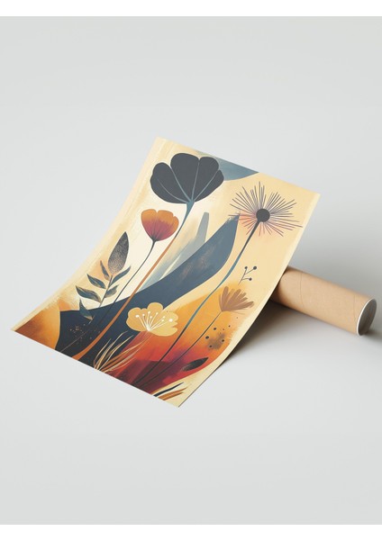 Çerçevesiz Poster, Siyah Turuncu Çiçekler, Salon Dekoru Poster No: 111564 modelleri