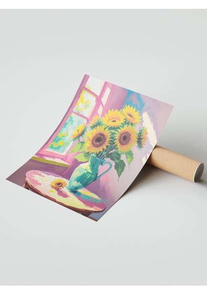Çerçevesiz Poster, Pencerede Ayçiçekleri , Salon Dekoru Poster No: 111606 modelleri