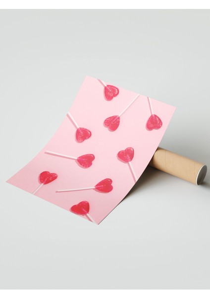 Çerçevesiz Poster, Pembe Fonda Kalp Şekerler , Mutfak Dekoru Poster No: 111857 modelleri