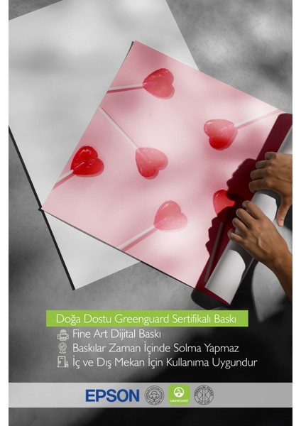 Çerçevesiz Poster, Pembe Fonda Kalp Şekerler , Mutfak Dekoru Poster No: 111857