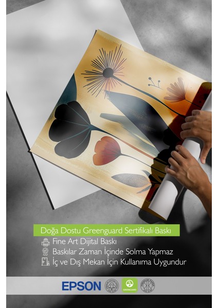 Çerçevesiz Poster, Siyah Turuncu Çiçekler, Salon Dekoru Poster No: 111564