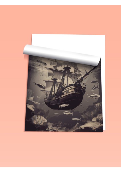 Çerçevesiz Poster, Sepya Yelkenli Gemi, Salon Dekoru Poster No: 112306 fiyatları