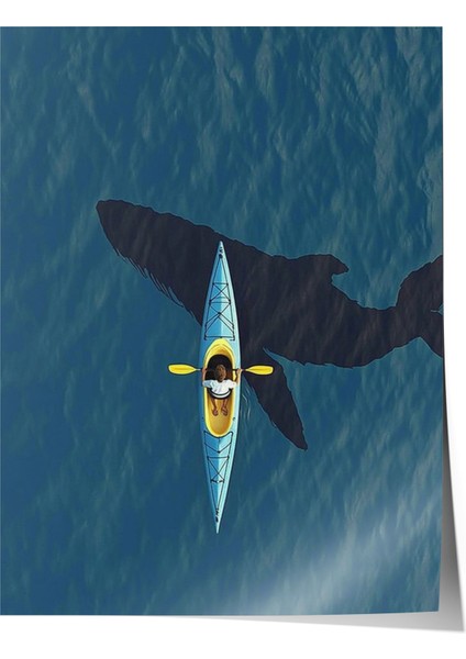 Çerçevesiz Poster, Kanoda Kürek Çeken Kişi, Ofis Dekoru Poster No: 111375