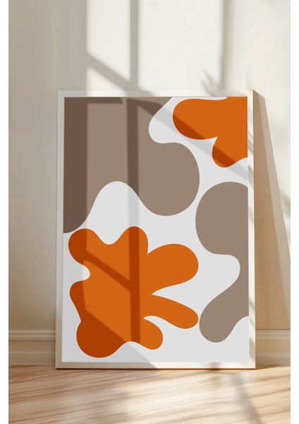 Beyaz Çerçeveli Tablo, Turuncu ve Bej Soyut Desen, Çalışma Odası Dekoru Poster No: 112337 modelleri