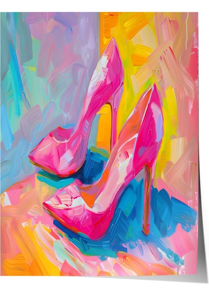 Çerçevesiz Poster, Pastel Tonda Topuklu Ayakkabı, Yatak Odası Dekoru Poster No: 111882