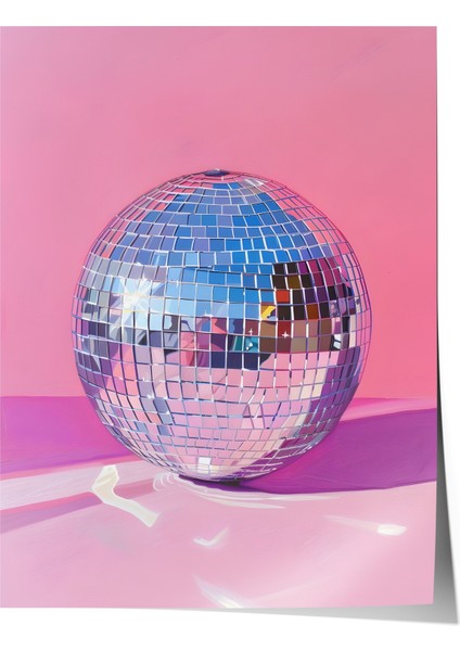 Çerçevesiz Poster, Disco Topu Illüstrasyonu, Salon Dekoru Poster No: 111880