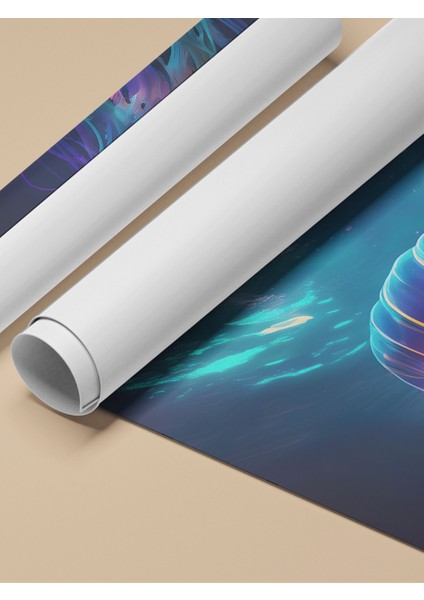 Çerçevesiz Poster, Mor Mavi Neon Denizanası, Salon Dekoru Poster No: 112305 fırsatları