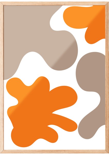 Ahşap Çerçeveli Tablo, Turuncu ve Bej Soyut Desen, Çalışma Odası Dekoru Poster No: 112337