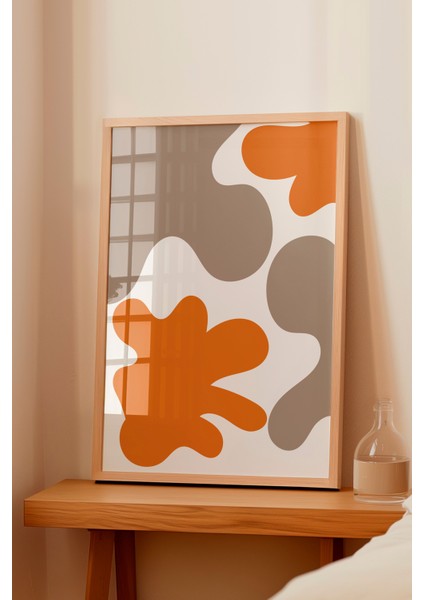 Ahşap Çerçeveli Tablo, Turuncu ve Bej Soyut Desen, Çalışma Odası Dekoru Poster No: 112337 fiyatları