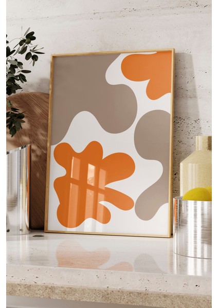 Ahşap Çerçeveli Tablo, Turuncu ve Bej Soyut Desen, Çalışma Odası Dekoru Poster No: 112337 fırsatları