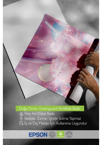 Ahşap Çerçeveli Tablo, Pembe Içecek Bardakları, Mutfak Dekoru Poster No: 112002