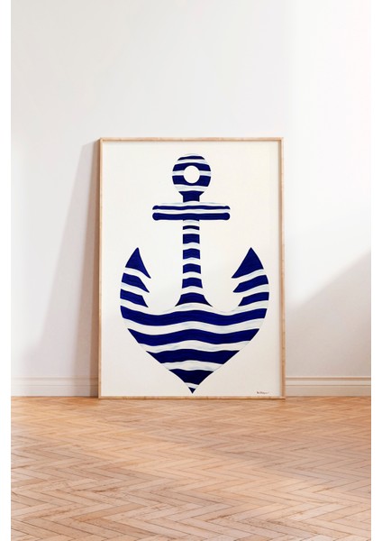 Ahşap Çerçeveli Tablo, Çapa Illüstrasyonu, Banyo Dekoru Poster No: 111402 modelleri