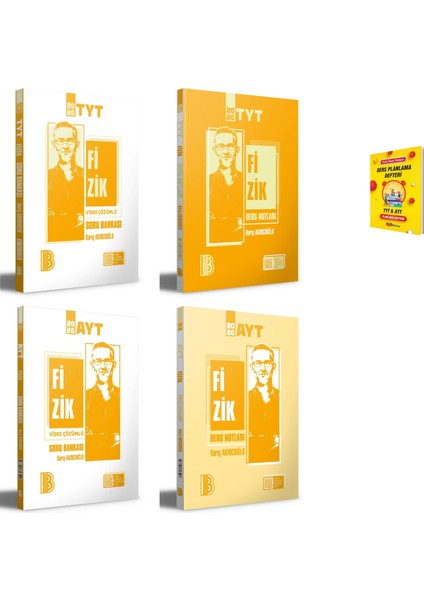 Tyt-Ayt Fizik Video Çözümlü Soru Bankası ve Ders Notları 4lü Set + Planlama Defteri