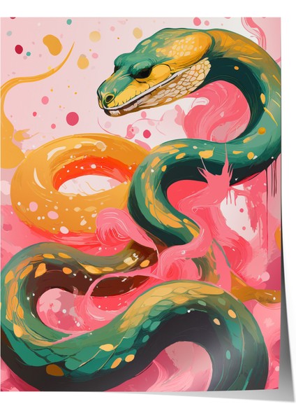 Çerçevesiz Poster, Sanatsal Yılan Çizimi, Salon Dekoru Poster No: 112209