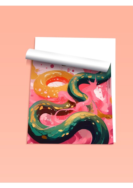 Çerçevesiz Poster, Sanatsal Yılan Çizimi, Salon Dekoru Poster No: 112209 fiyatları