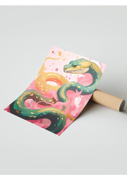 Çerçevesiz Poster, Sanatsal Yılan Çizimi, Salon Dekoru Poster No: 112209 modelleri