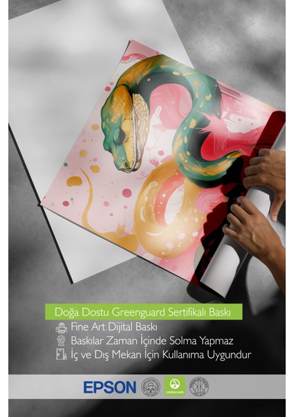 Çerçevesiz Poster, Sanatsal Yılan Çizimi, Salon Dekoru Poster No: 112209