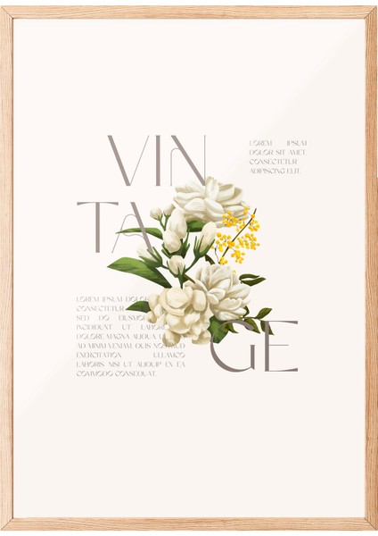 Ahşap Çerçeveli Tablo, Beyaz Çiçek Minimalist, Ofis Dekoru Poster No: 111828