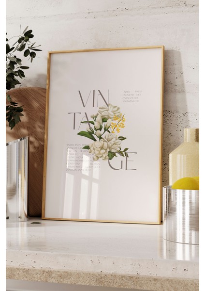 Ahşap Çerçeveli Tablo, Beyaz Çiçek Minimalist, Ofis Dekoru Poster No: 111828 fırsatları