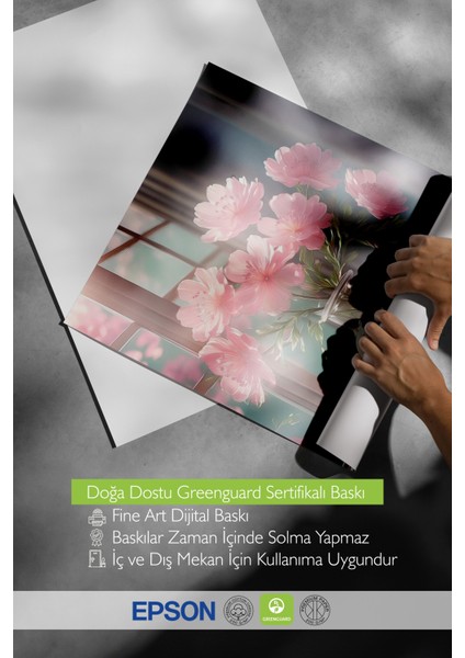 Ahşap Çerçeveli Tablo, Vazoda Pembe Çiçekler, Salon Dekoru Poster No: 111633