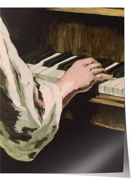 Çerçevesiz Poster, Piyano Çalan Eller, Salon Dekoru Poster No: 112084