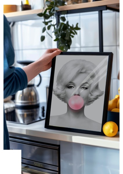 Siyah Çerçeveli Tablo, Siyah Beyaz Marilyn Monroe, Salon Dekoru Poster No: 111979 modelleri
