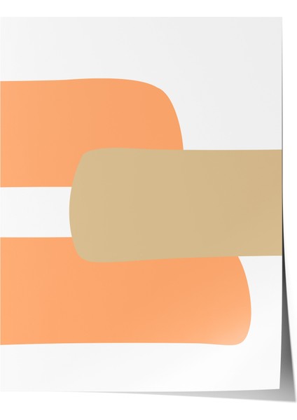 Çerçevesiz Poster, Turuncu Bej Minimal Desen, Çalışma Odası Dekoru Poster No: 112360