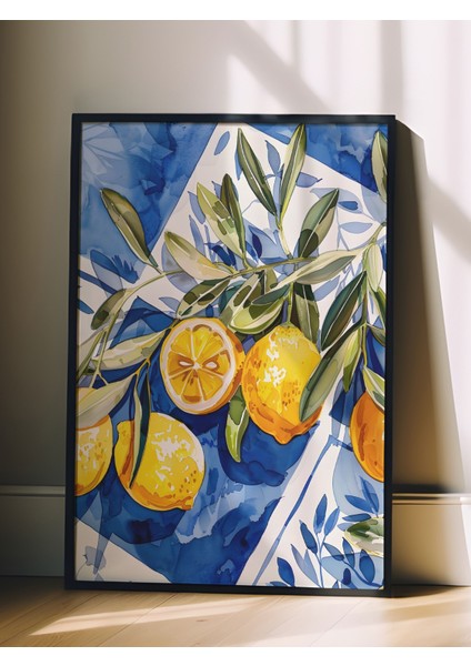 Siyah Çerçeveli Tablo, Limon Dalları, Mutfak Dekoru Poster No: 112022 fiyatları