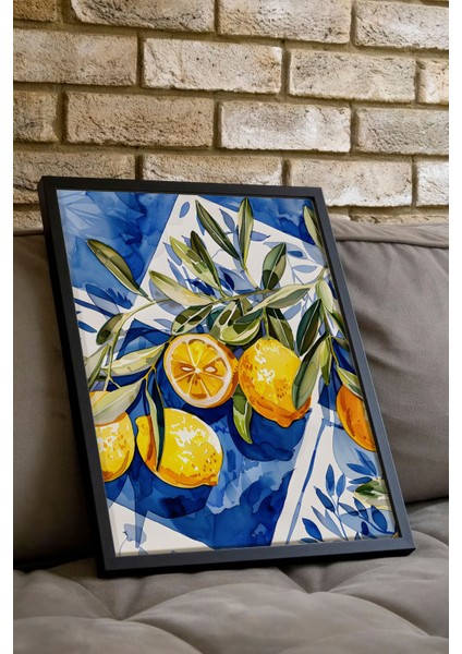 Siyah Çerçeveli Tablo, Limon Dalları, Mutfak Dekoru Poster No: 112022 indirimleri