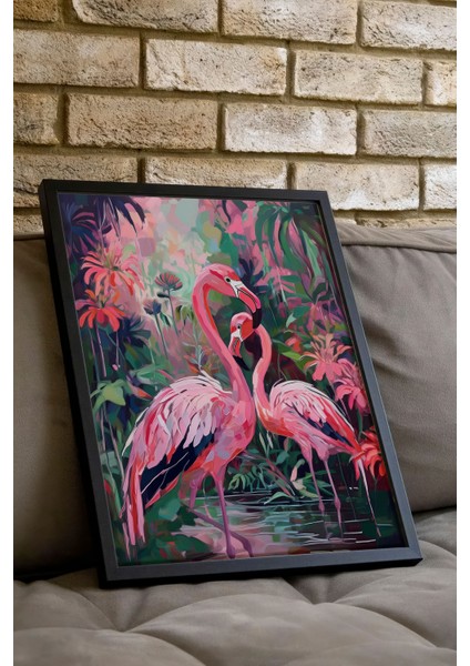 Siyah Çerçeveli Tablo, Pembe Flamingolar, Yatak Odası Dekoru Poster No: 112205 indirimleri