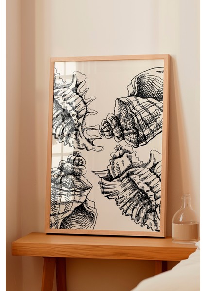 Ahşap Çerçeveli Tablo, Siyah Beyaz Soyut Çizim, Yatak Odası Dekoru Poster No: 112251 fiyatları