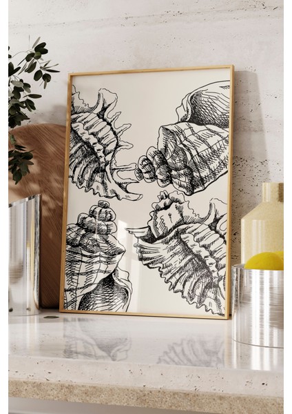 Ahşap Çerçeveli Tablo, Siyah Beyaz Soyut Çizim, Yatak Odası Dekoru Poster No: 112251 fırsatları