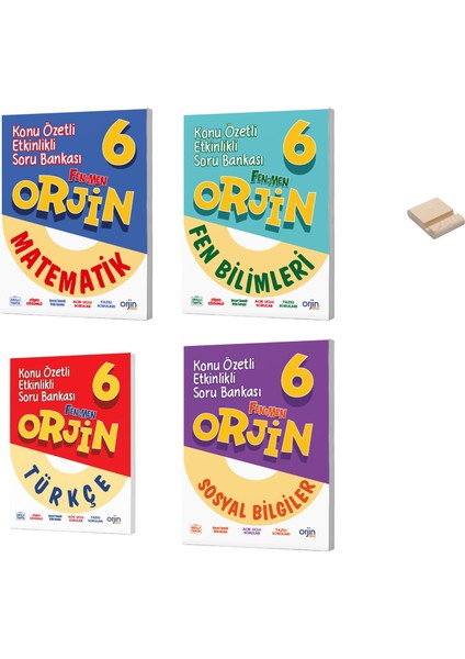 Fenomen Yayıncılık 6. Sınıf Orjin Matematik Fen Bilimleri Türkçe ve Sosyal Bilgiler Konu Özetli Soru Bankası 4lü Set + Telefon Tutucu