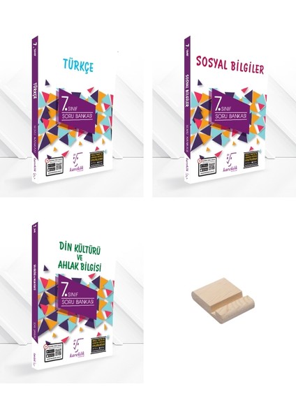 Karekök Yayınları 7. Sınıf Türkçe Sosyal Bilgiler ve Din Kültürü Soru Bankası 3lü Set + Telefon Tutucu