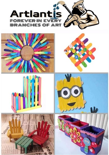 Renkli 50 Ahşap Dar Dil Çubuğu, Maket, Hobi ve Öğrenci Projeleri Için Uygun modelleri